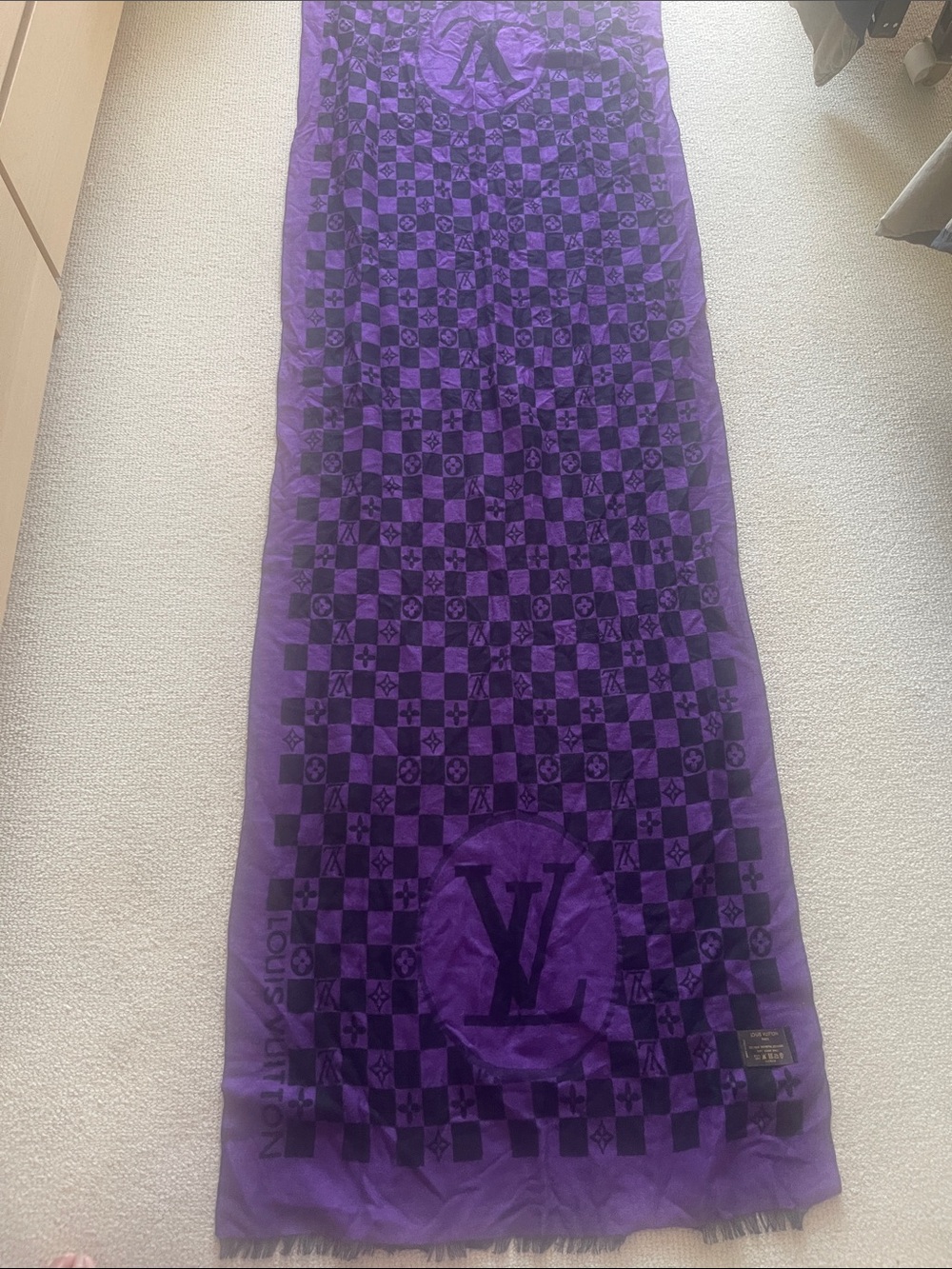 Louis Vuitton Purple Checkered Scarf Preowned